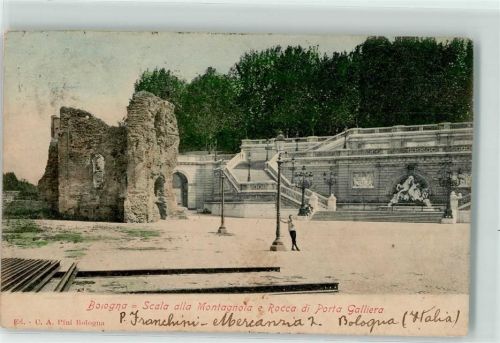 Bologna 1902 Scala alla Montagnola e Rocca di Porta Galliera
