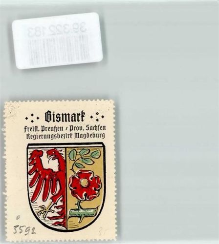 Bismark Vignette Wappen Freist. Preußen Prov. Sachsen Regierungsbezirk Magdeburg