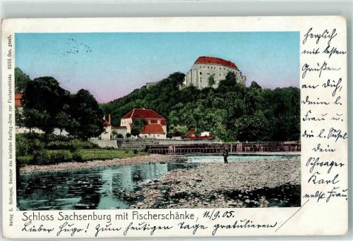 09669 O9262 Frankenberg , Sachs 1905 - Schloss Sachsenburg mit Fischerschänke
