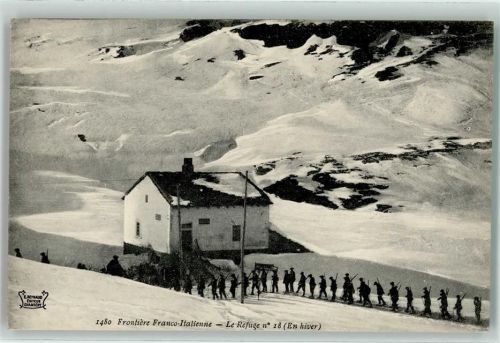 WK I Frontiere Franco-Italienne - Soldaten mit Ski - Le Refuge Nr. 18 (en hiver)