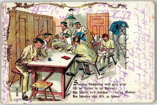 1912 Sonntag Nachmittag , Tintenfass, Stiefel putzen , Nähen , Verlag Sternberg Nr. 250