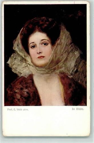 1912 Serie 884-3 sign. Veith - Frau in Blüte