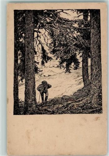 Zeichnung für den Kalender Kunst und Leben , Eingang im Tannenwald AK