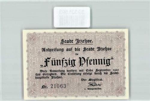 Itzehoe Notgeld 50 Pfennig Histor. Wallenstein-Eiche