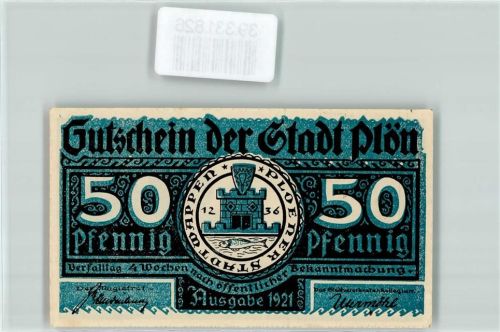 Plön Notgeld Gutschein 50 Pfennig Scherenschnitt Soldaten