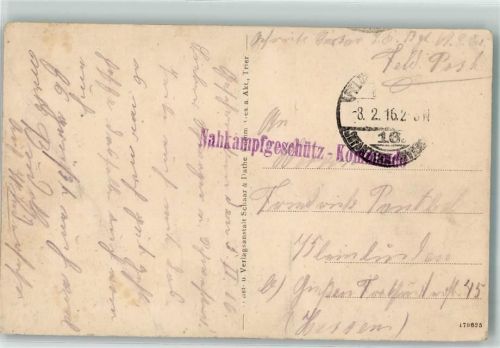 1916 Nahkampfgeschütz-Kommando Die Sonne sank im Westen Kreidestein Res. Gefr. Heuser L. M. K. II/44
