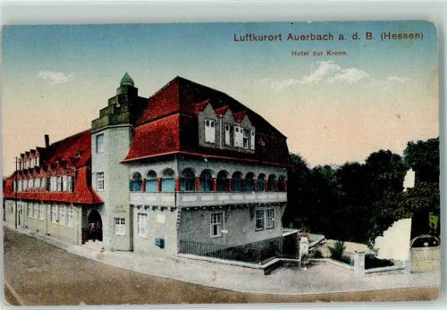 Auerbach 1916 Hotel zur Krone Briefkasten Brunnen