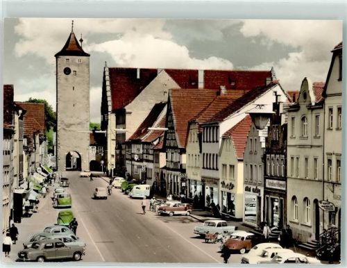 Haßfurt Hauptstraße Turm Tor Autos Geschäfte Gartenbau Cafe
