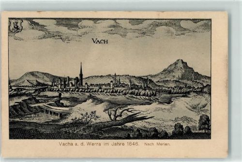 36404 O6220 Vacha Künstlerkarte Im Jahre 1646 nach Merian Kirche Turm Wappen