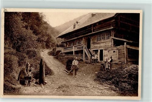 Nr. 91 Idyllen aus dem Schwarzwald - Kinderreigen, Wasserquelle , Schlitten mit Reisig
