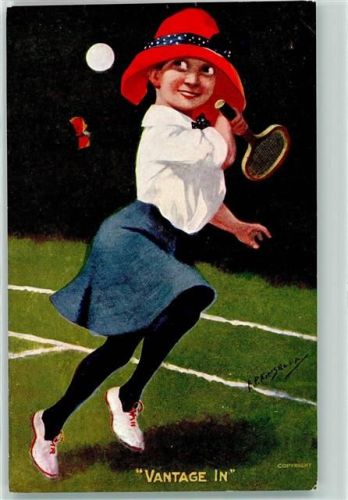 Vintage in sign.E.P.Kinsella Tennis Künstlerkarte