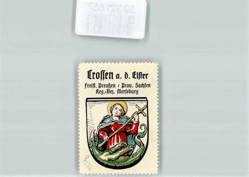 Crossen Vignette Wappen Freist. Preußen Prov. Sachsen Reg. Bez. Merseburg