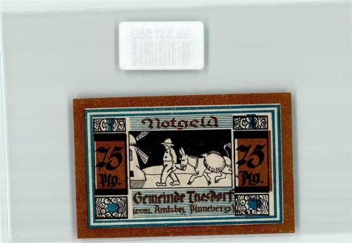 Pinneberg Notgeld 75 Pfennig Thesdorf Windmühle Esel
