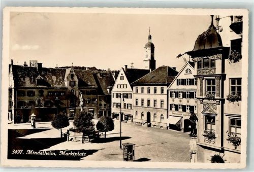 87719 W8948 Mindelheim - Marktplatz Brunnen Litfaßsäule Telefonhäuschen