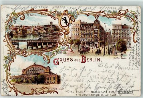 10115 W1000 Kreuzberg Gebrauchsspuren Cafe Bauer Litfaßsäule Anhalter Bahnhof Lithographie