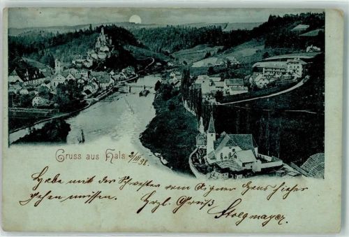 94032 W8390 Hals , Niederbay 1898 - Gruss Kirche Mond Brücke