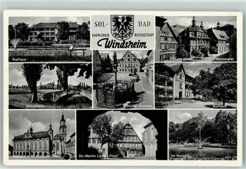 Bad Windsheim Wappen Kurhaus Kornmarkt Schöner Brunnen Kurpark Dr.Martin Luther Platz Rathaus Kirche St.Kilian Oldtimer