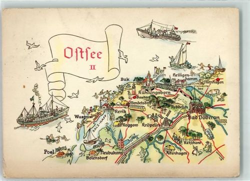 Bad Doberan Heiligen Damm Ostsee II Landkarte sign.A. Hoppe