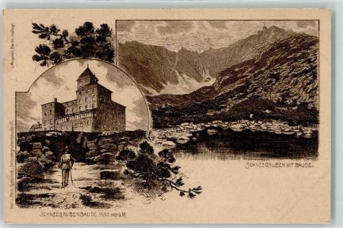 Schneegruben Baude 1914 Berge Mann 1490 m