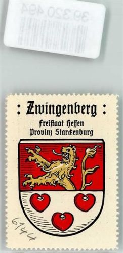 Zwingenberg Wappen Kaffee Hag ca. 1920-1940 Löwe Wasserlilienblätter