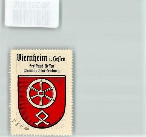 Viernheim Vignette Wappen Freistaat Hessen Provinz Starckenburg