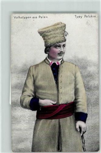 Volkstypen aus Polen Mann Hut Tracht Polen Künstlerkarte