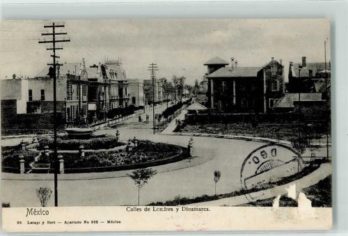 Mexiko City 1910 Calles de Londres y Dinamarca