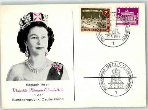 1965 Königin Elizabeth II. Queen Besuch in Deutschland Sonderstempel