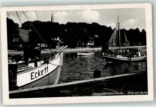 Eckernförde Blick auf Borby Fischerboote Ecke 14
