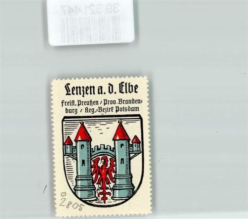 Lenzen Vignette Wappen Freist. Preußen Prov. Brandenburg Reg. Bez. Potsdam
