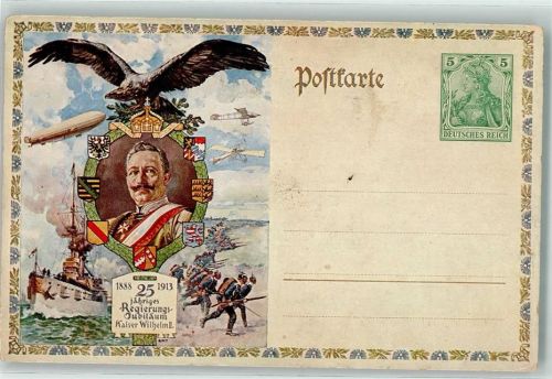 1913 25 jähriges Regierungsjubiläum Kaiser Wilhelm II. Zeppelin Kriegsschiff Soldaten