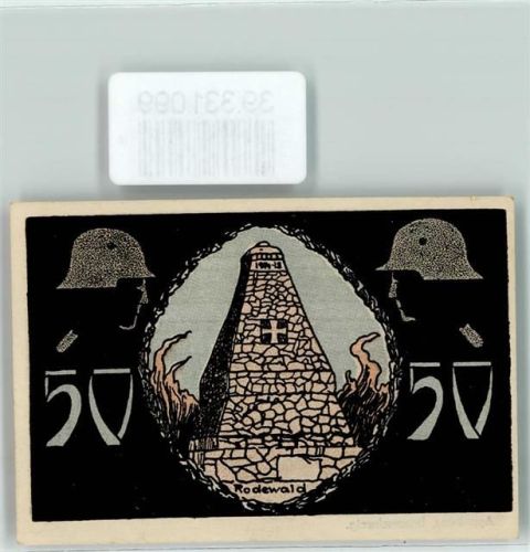 Neustadt Notgeld 50 Pfennig Rodewald Helm Kriegerdenkmal