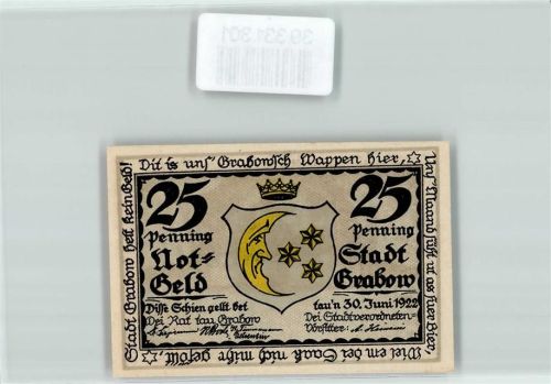 Grabow Notgeld 25 Pfennig Mond Sterne