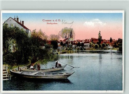 Crossen a.d. Oder Stadtgraben Ruderboot Turm