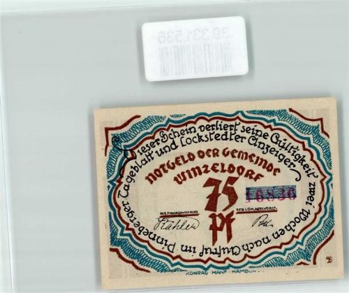 Winseldorf Notgeld 75 Pfennig Tanzpaar