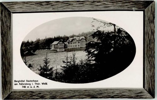 St. Kilian Berghotel Stutenhaus am Adlersberg 749 m Thüringer Wald Holzrahmen Suhl Vesser Rückseite Scan verzogen