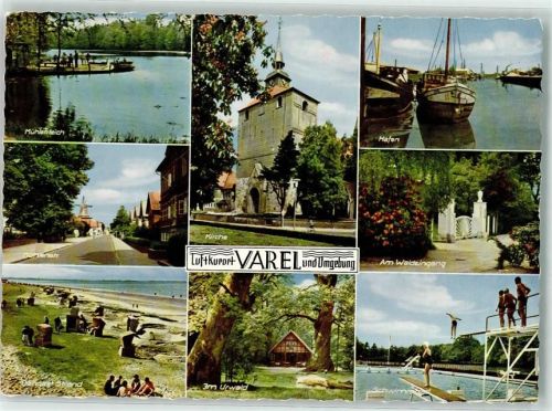 Varel Schwimmbad Hafen Windmühle Kirche Fischerboot