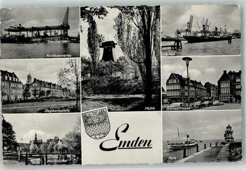 Emden Nordseewerke Windmühle Hafen Gronestraße Mole Wallbrücke