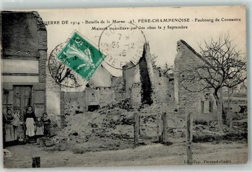 Fere-Champenoise 1914 Bataille de la Marne Maisone incendies par les obus le 7. Septembre