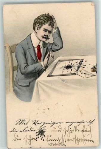 1913 Brief schreiben Tintenklecks Mann