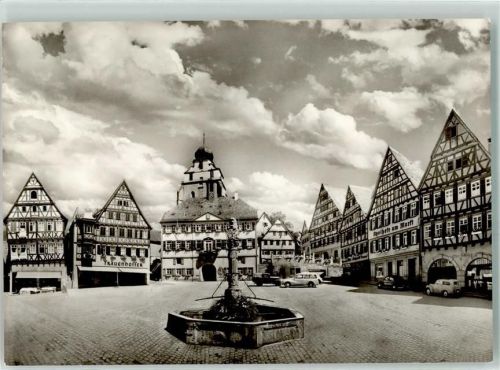 Herrenberg Marktplatz mit Brunnen Apotheke am Markt Kaufhaus Frauenhoffer