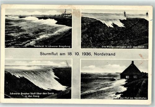Nordstrand Sturmflut am 18.10.1936 bei Norderhafen