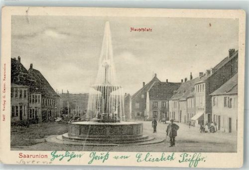 Sarre-Union 1902 Hauptplatz Brunnen
