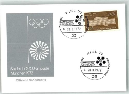 München Olympische Spiele 1972 Sonderstempel Kiel Jugendlager
