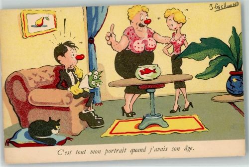 sign. J. Gschwind - C`est tout mon portrait quand j`avais son age , Collection Humoristique Nr. 531
