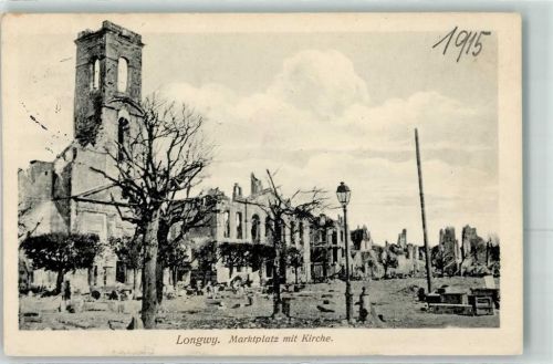Longwy 1915 Marktplaz mit Kirche