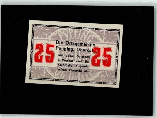 Pupping Gutschein der Gemeinde über 25 Heller