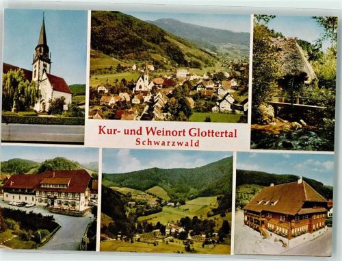 Glottertal Kath. Kirche St. Blasius Wassermühle Glotterbad Gasthaus Hirschen und Engel