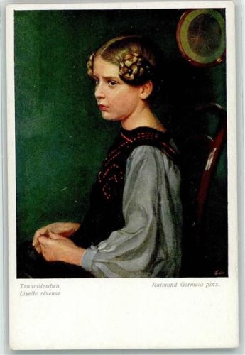 Wiener Kunst Nr. 1330 sign.Raimund Germeia - Traumlieschen Kind Zöpfe