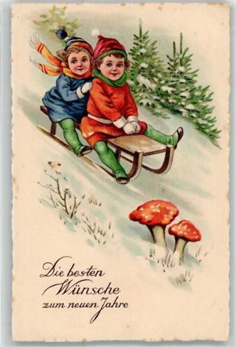 Neujahr Fliegenpilze Kinder Verlag Erika Nr.6013